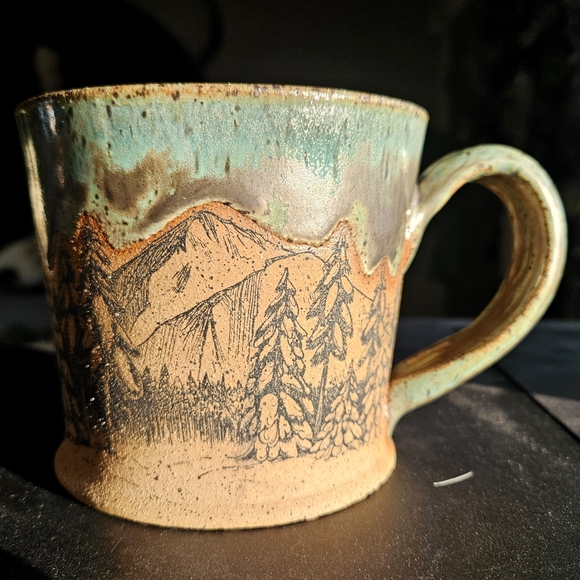 Rustic Mountain Scene Ceramic Mug - Picture 2 of 5